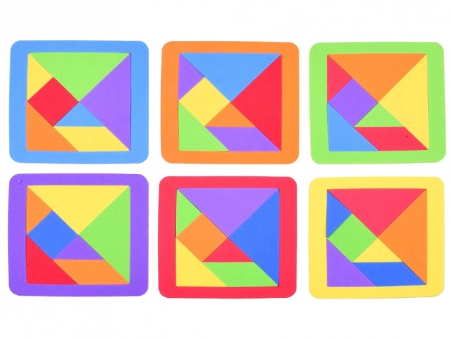 Farverig logisk puslespil Tangram af blødt skum