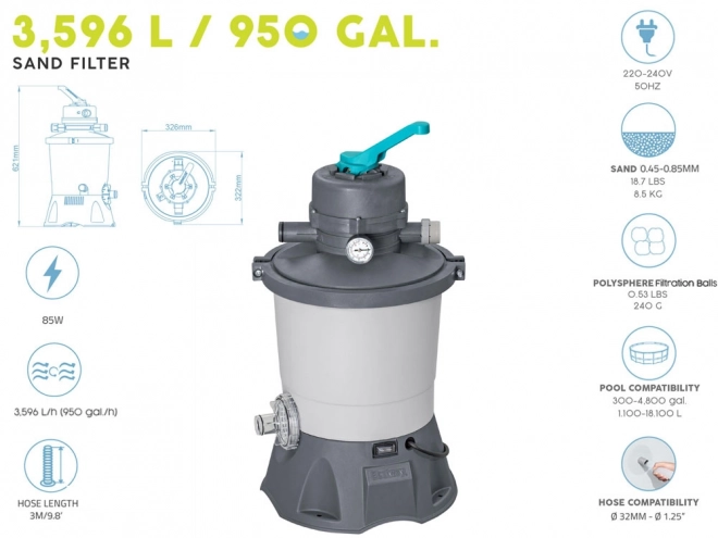Bestway Sandfilterpumpe 3596 l/h til pools