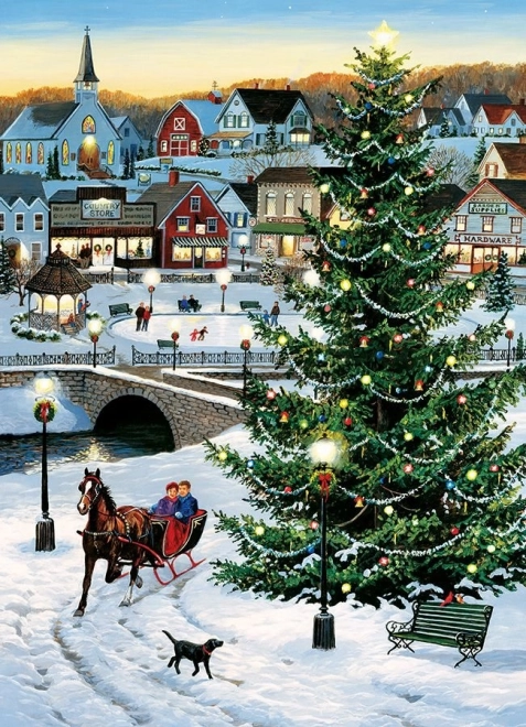 Puzzle Juletræ i landsbyen 1000 brikker
