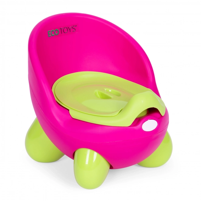 ECOTOYS Børnepotte i pink-grøn med skridsikre fødder