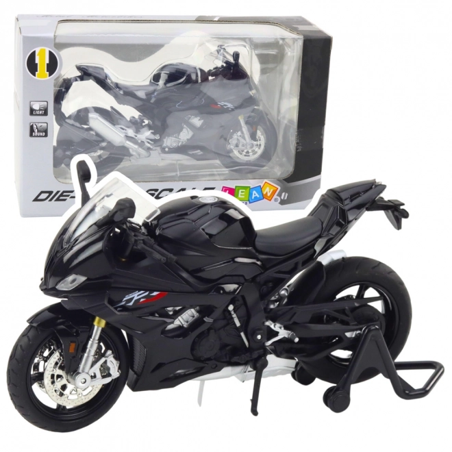 Metalmodel af sportsmotorcykel med lys og lyd sort 1:12