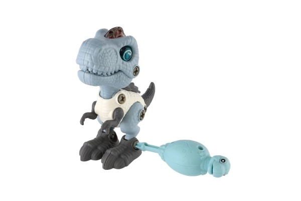 Dinosaurus skruelig plast 12cm med skruetrækker til batterier med lys og lyd i æske 15x16x7cm