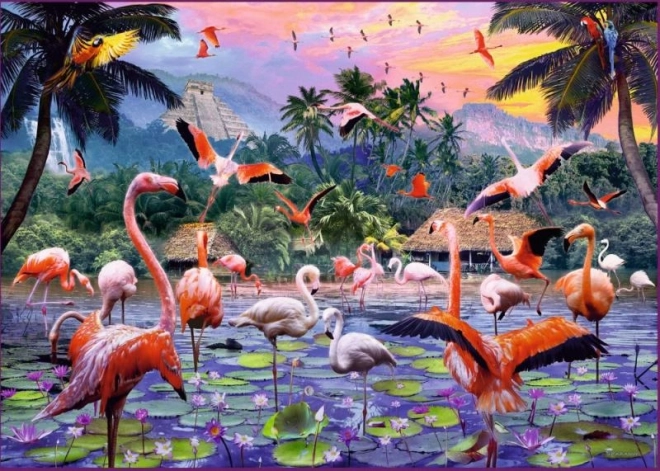 Rosa flamingo puslespil 1000 brikker