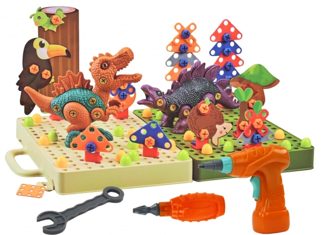 3D konstruktionspuslespilsblokke DIY Dinosaurer Skilbart Boremaskine