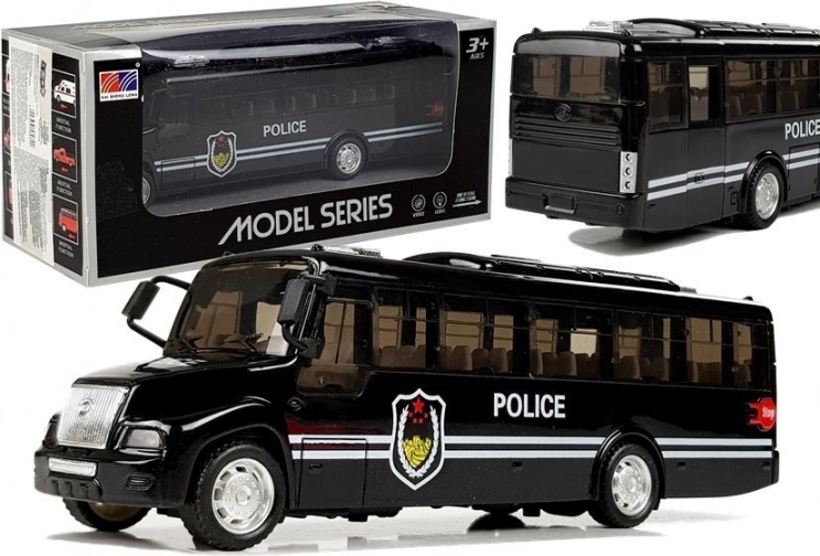 Politibus med lys og lyde, sort (pull-back)