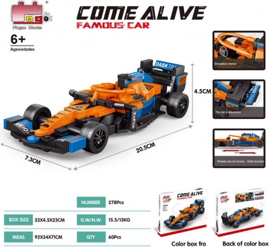 Byggesæt F1-racer orange 278 dele