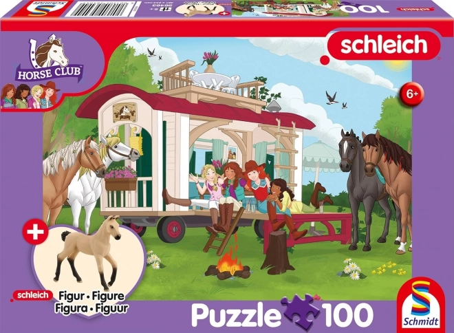 Puslespil SCHMIDT Schleich lejrbål ved campingvogn 100 brikker + figur