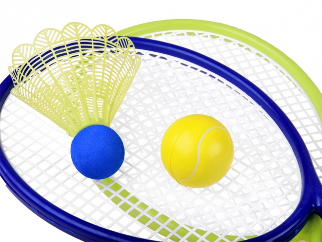 Badminton- og tennissæt med skumbolde og kurve