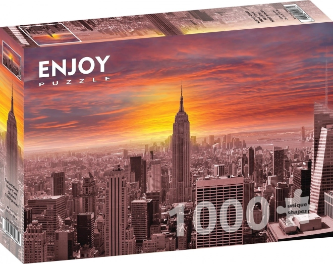 Nyd puslespil Solnedgang over New York panorama 1000 brikker