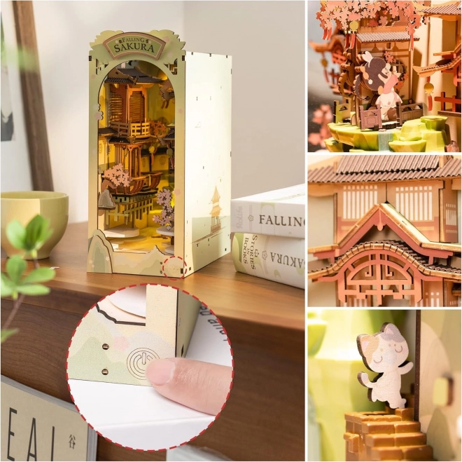 RoboTime 3D Puzzle Bogstøtte "Falling Sakura" (træ)