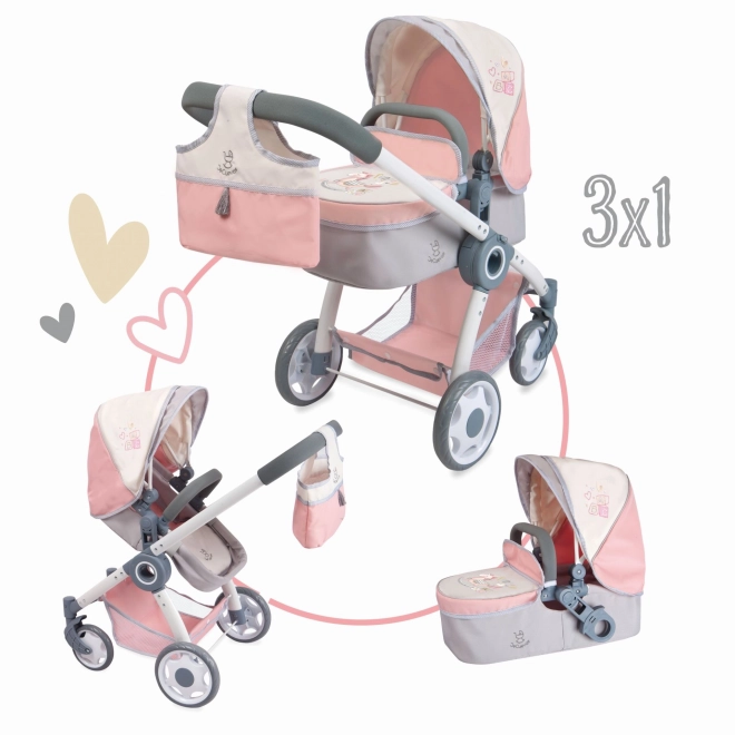 DeCuevas 80586 Sammenklappelig dukkevogn 3 i 1 med taske FUNNY 2023 - 70 cm