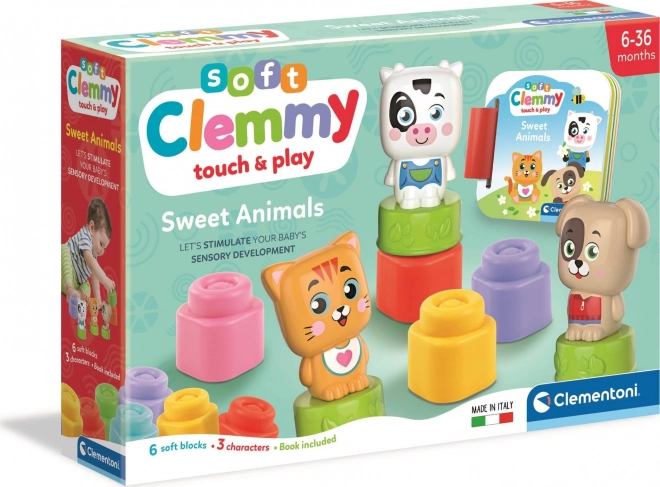 CLEMENTONI Soft Clemmy Lege sæt med bog Skønne dyr
