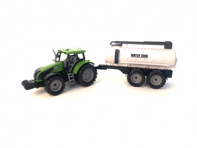 Traktor med svinghjul og trailer