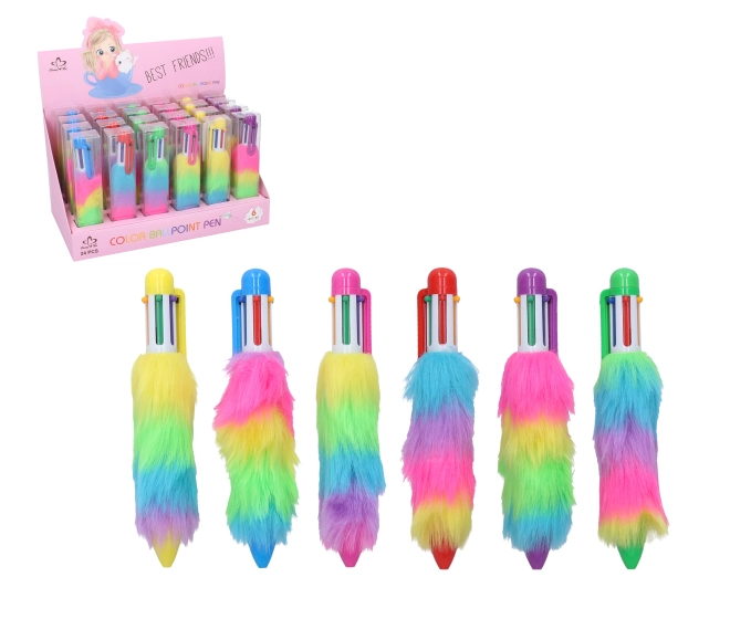 Kuglepen flerfarvet (6 farver) med dekoration