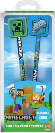 Sæt med blyanter MINECRAFT med toppere, 2 stk.