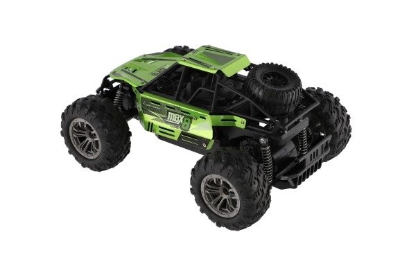 Auto RC buggy terræn grøn 22cm plast 2,4GHz med batteri + opladningspakke i kasse 32x16x18cm