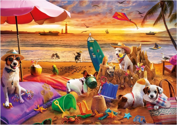 Puslespil Educa Hunde på Stranden 1000 Dele