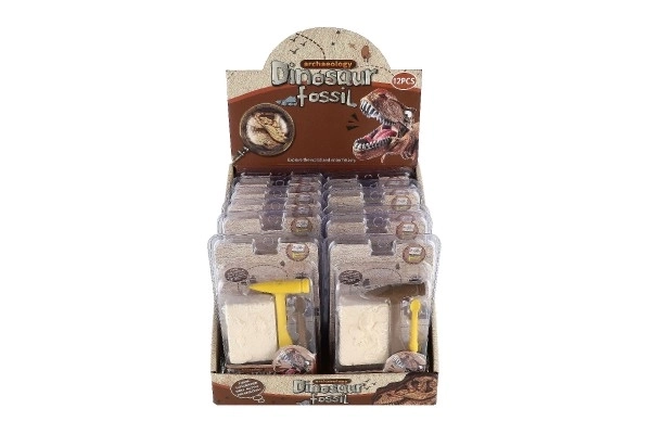 Lille arkæolog dinosaur fossile plast 2 farver i blister 12,5x19x5cm 12stk i æske