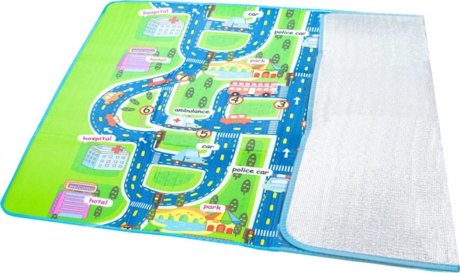 Foldbar børnelegeplads skummåtte med gademotiv 160 x 130 cm