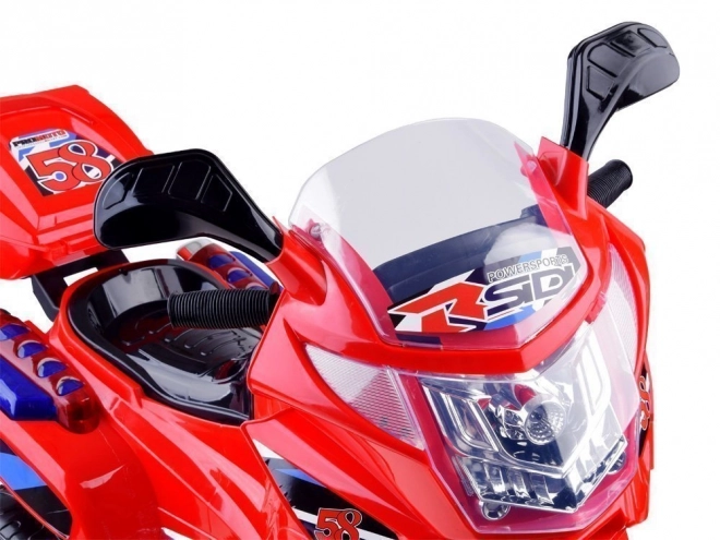 Børne sportsmotorcykel med farverigt LED lys – Rød