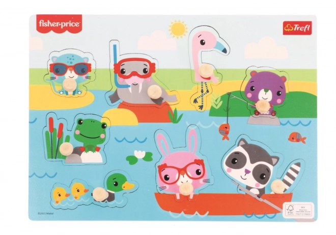 Træpuslespil Fisher-Price Dyr ved vandet