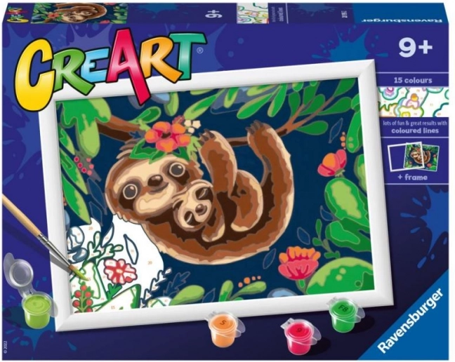 RAVENSBURGER CreArt maling efter tal – dovendyr 24 × 18 cm