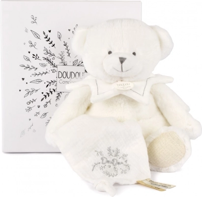 Doudou gavesæt plysbamse med tæppe beige