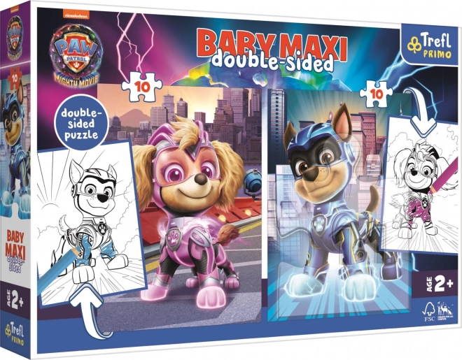 Puslespil MAXI tosidet 2x10 brikker Heltemodige hunde Paw Patrol i æske 40x27x6cm 24m+
