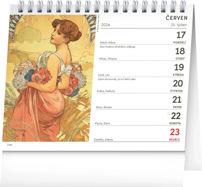 Bordkalender Alfons Mucha 2024, 16,5 × 13 cm
