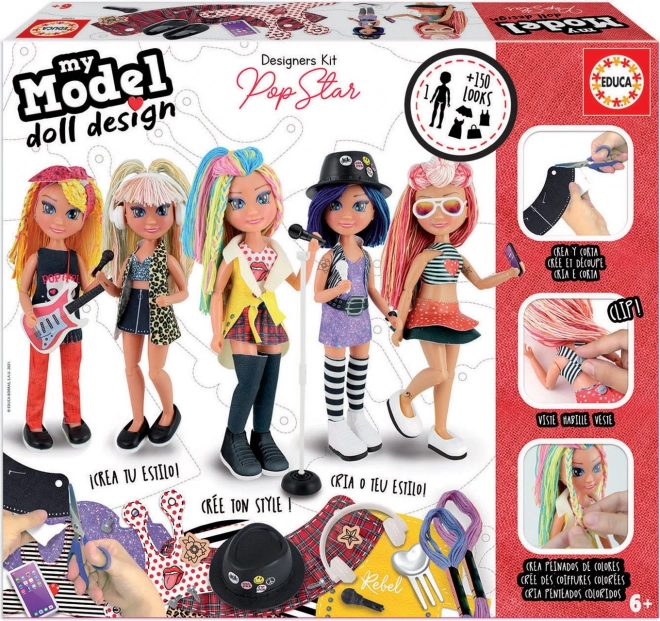 EDUCA Kreativt sæt My Model Doll Design: Popstjerne