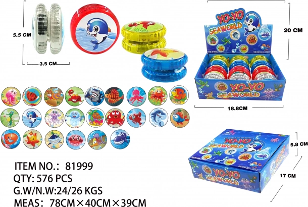 Jojo med lyseffekter 5,5 cm – havmotiv