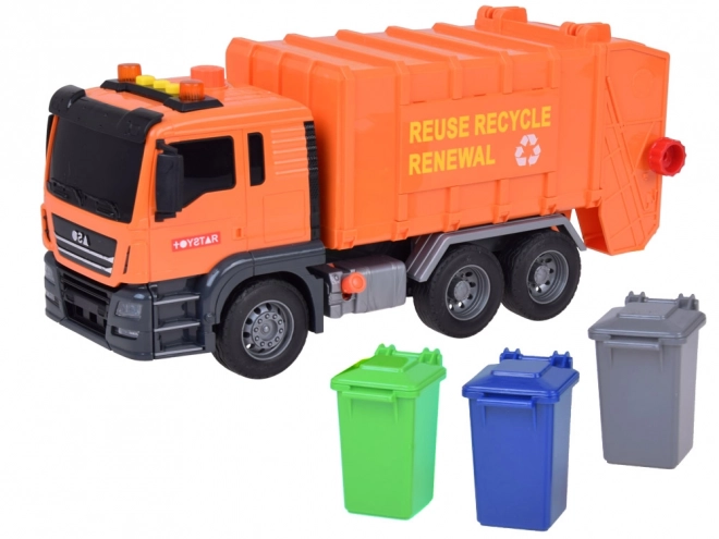Stor skraldebil med containere, lyde og lys