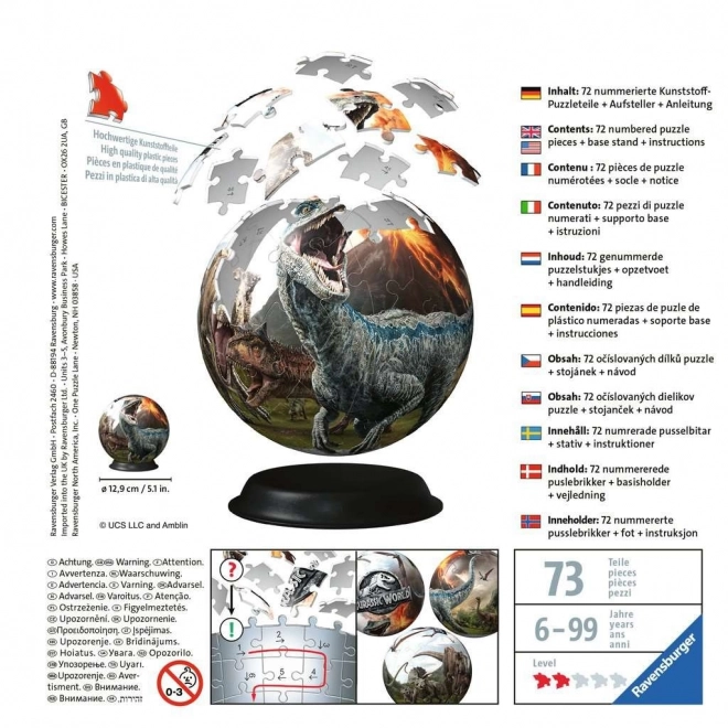 Ravensburger 3D puslespilsbold Jurassic World 72 brikker