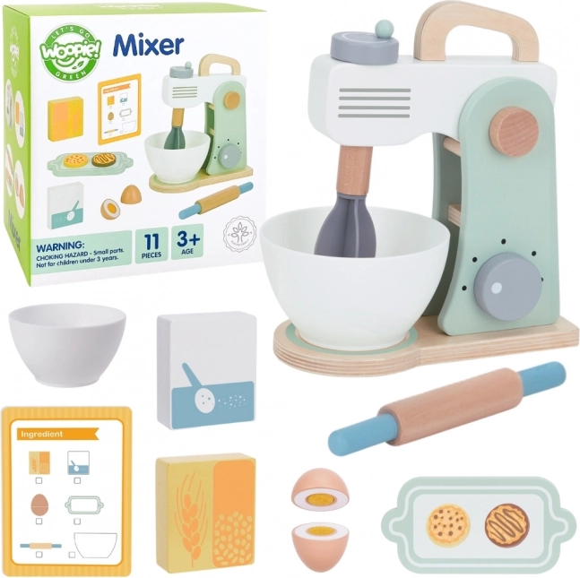 Træ-køkkenmixer med tilbehør, 11 dele, fra WOOPIE GREEN