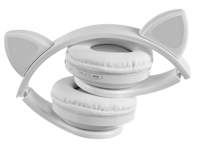 Trådløse hovedtelefoner bluetooth radio fm mp3 katteører LED belysning – Hvide
