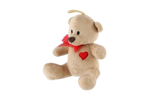Plys bamse med sløjfe og hjerte 12 cm
