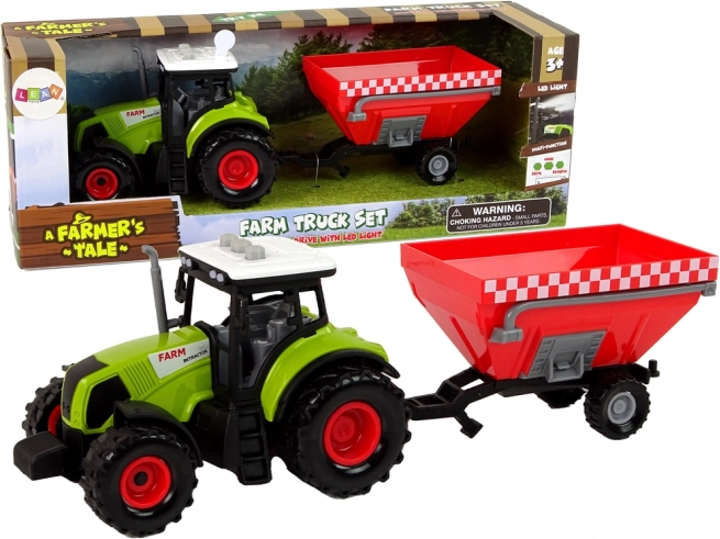 Traktor med lyd og aftagelig trailer FARMA til børn