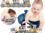 Trælegetøj tog med klodser og dyr Montessori