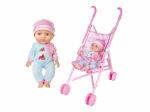 Baby med lyde og klapvogn 27 cm – tjekkisk emballage