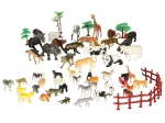 Sæt med dyrefigurer til zoo og gård, 59 stk i boks