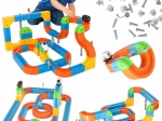 Magnetiske konstruktionsklodser – racer- og togbanesæt 140 dele