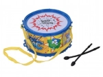 Plastisk børnetromme med rem og trommestikker 16 × 9 cm