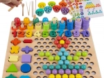 Træmosaik puslespil med perler og tal
