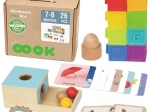Montessori læringsboks 6-i-1 WOOPIE GREEN til babyer 7–8 måneder, 26 dele, FSC