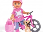 Dukke Evička med cykel og lille hund