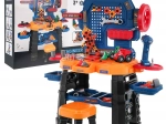 Børnearbejdsbord 3+ med interaktiv akku-boremaskine, skammel og 181 dele