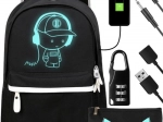 Vandtæt rygsæk med USB og lysende motiv KRUZZEL 19 l