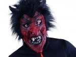 Djævelmaske med sort hår til voksne
