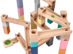 Træ kuglebane i pastelfarver, 53 dele + 6 glaskugler