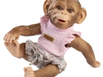 Guca realistisk abe babydukke med vinyldel 32 cm